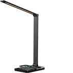 LED desk lamp with USB charging port, dimmable eye-friendly reading lamp for home, with 5 brightness levels & 3 light modes, touch control, auto timer (Black)