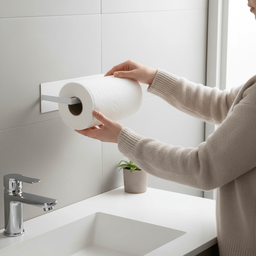 Modern Paper Towel Holder, Durable Iron, Wall Mountable