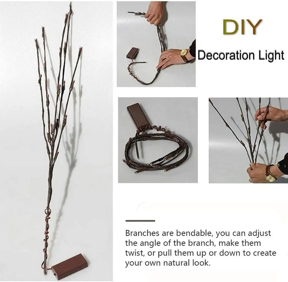 Battery-operated adjustable LED branch decoration string lights