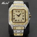 MISSFOX Ice Out Square Watch for Men