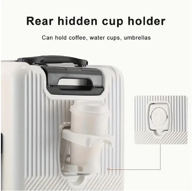 Hard Shell Cabin Luggage with Cup Holder, USB Port & TSA Lock