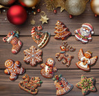 12pc Wooden Gingerbread Tree Decorations