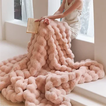 Winter Warm Rabbit Faux Fur Throw Blanket