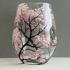 Hand Painted Four Seasons Tree Wine Glasses | Unique Art