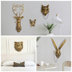 Resin Animal Head Wall Sculptures with Hand-Painted Details