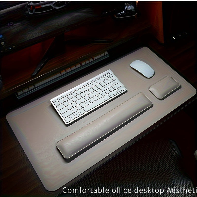 Three-Piece Desk Set made of PU Leather - With Pad and Wrist Supports