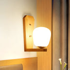 Milk Glass Mini Wall Mounted Lighting Nordic Style 1 Light Indoor Wall Light made of Wood for the Bedroom