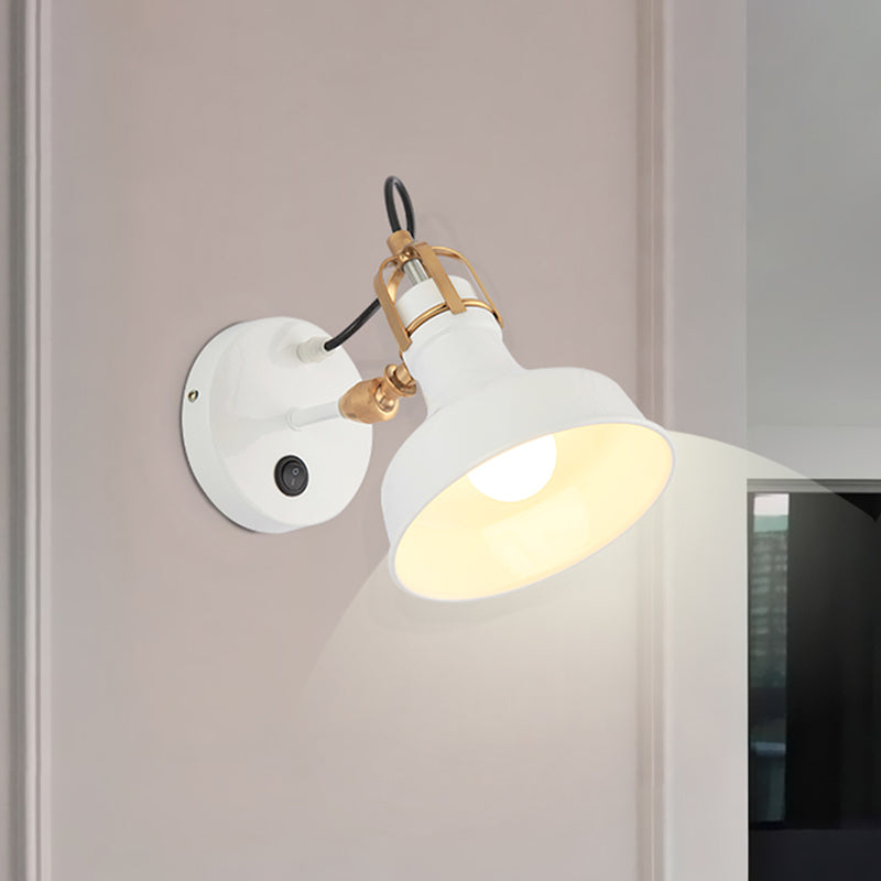White Barn Wall Sconces Lighting Contemporary Metallic 1 Light Wall Mounted Fixture with Switch
