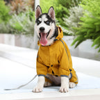 Stylish waterproof adjustable reflective stripe dog rain jacket with hood