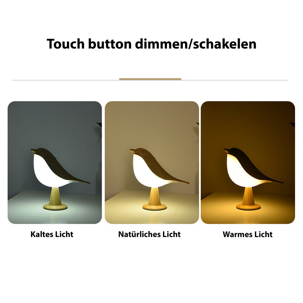 Modern Wood LED Table Lamp Bird Design