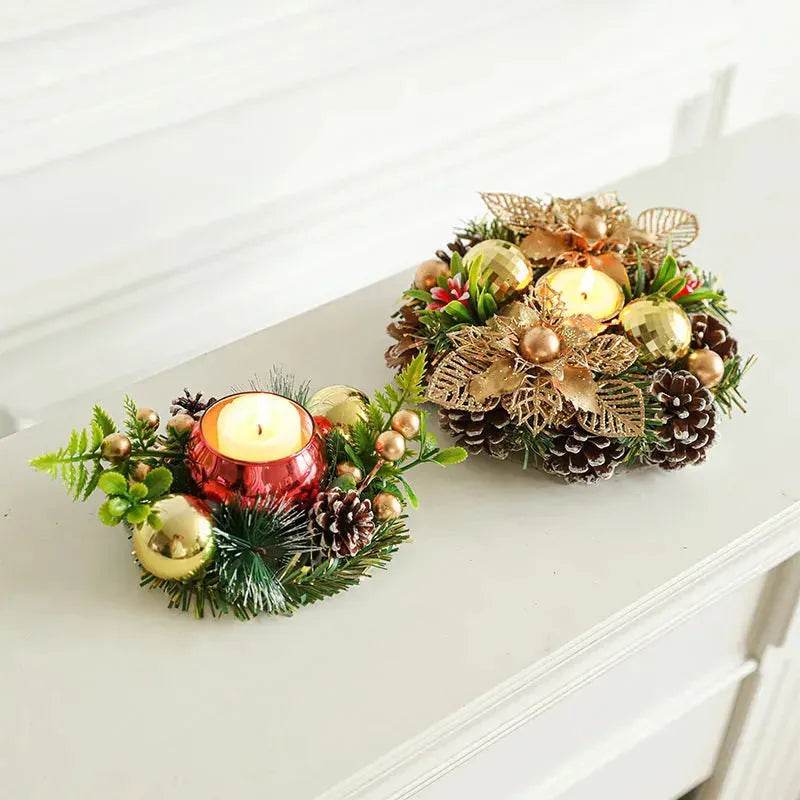 Christmas candle wreath Xmas New Year candle holders decors