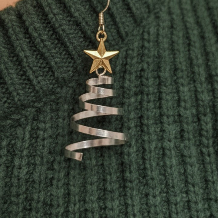 Spiral Christmas Tree Dangle Earrings