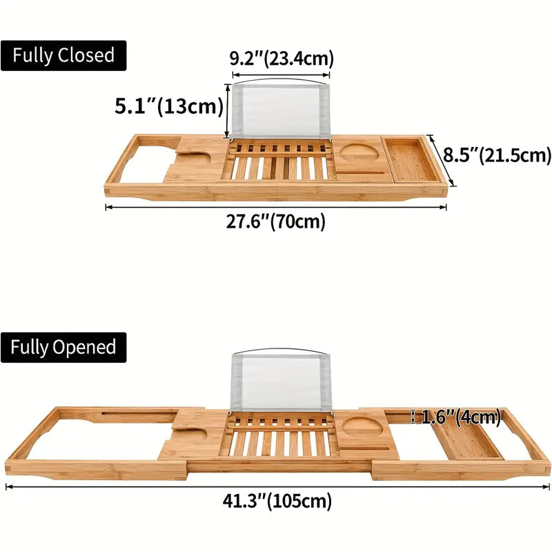 Premium Bamboo Extendable Bathtub Tray