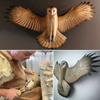 Handmade Wooden Owl Wall Decoration with Pre-Installed Hanging Hooks