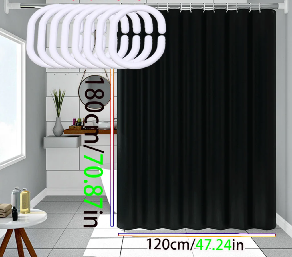 AquaShield Black Shower Curtain – Waterproof, Stylish and Eco-Friendly – Pure Black Design