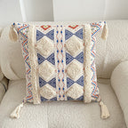 Boho lined fringe throw pillow cover