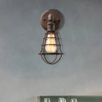 Wire Frame Iron Wall Lamp with Pipe Farmhouse 1 Head Dining Room Mini Wall Lamp in Rust