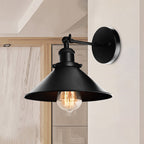 Metallic Cone Wall Lamp Light Loft Style 1 Light Living Room Adjustable Wall Mount Light in Black, 2 Pack