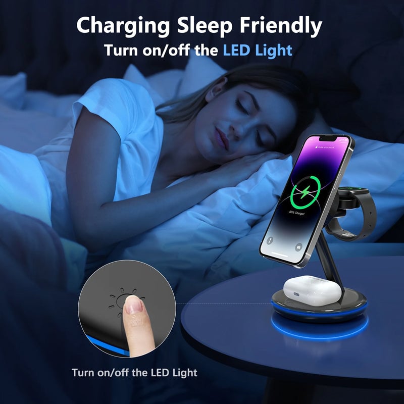 Folding magnetic 3-in-1 wireless charger