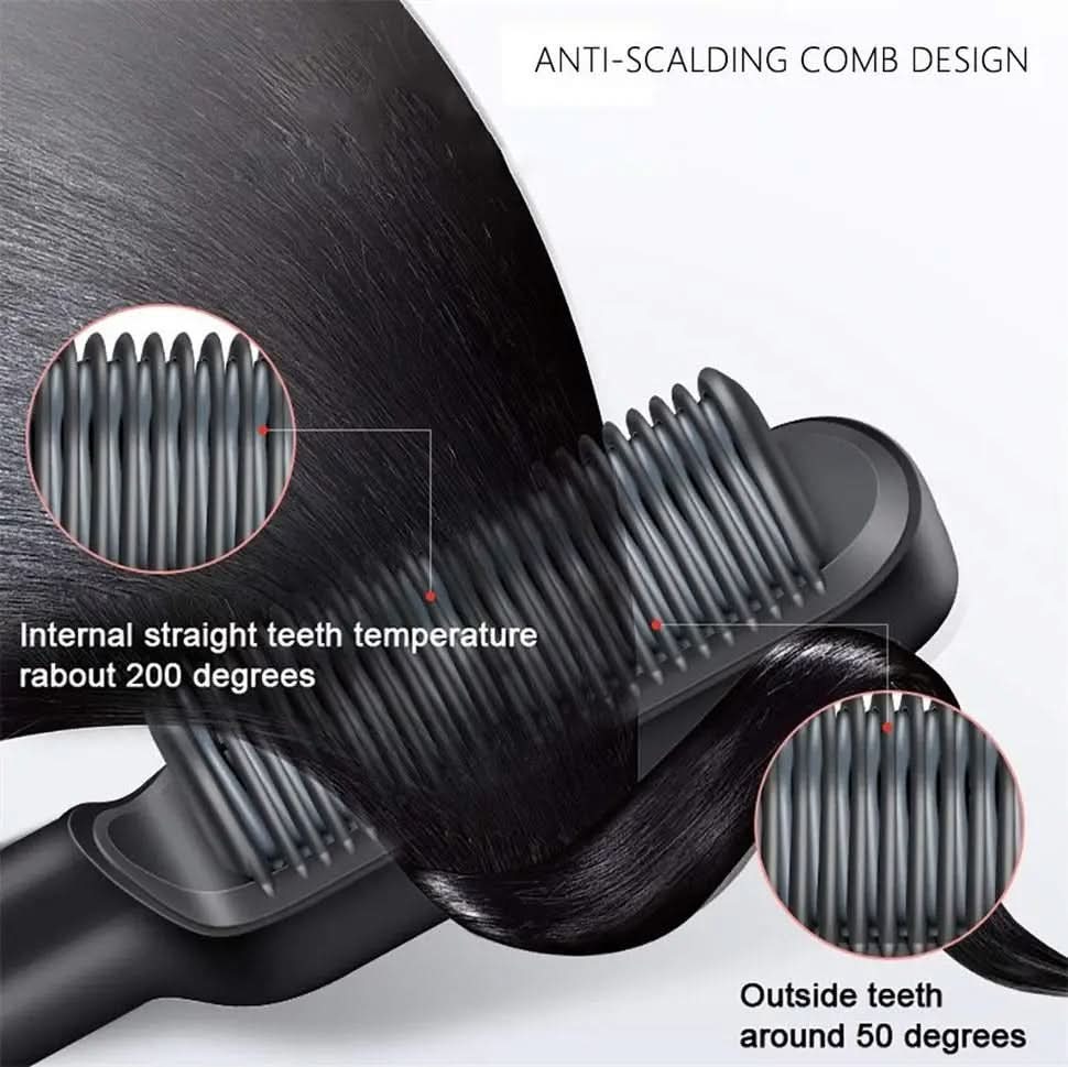 hair straightener with ceramic brush for fast & healthy styling