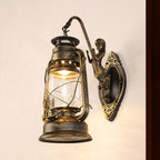 One Bulb Wall Lamp with Lantern Shade Clear Glass Coast Bedroom Wall Lamp in Black/Antique Brass/Aged Copper with Mermaid