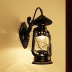Kerosene Clear Glass Wall Lamp Coast Single Bulb Living Room Sconces Lamp in Black/Antique Brass