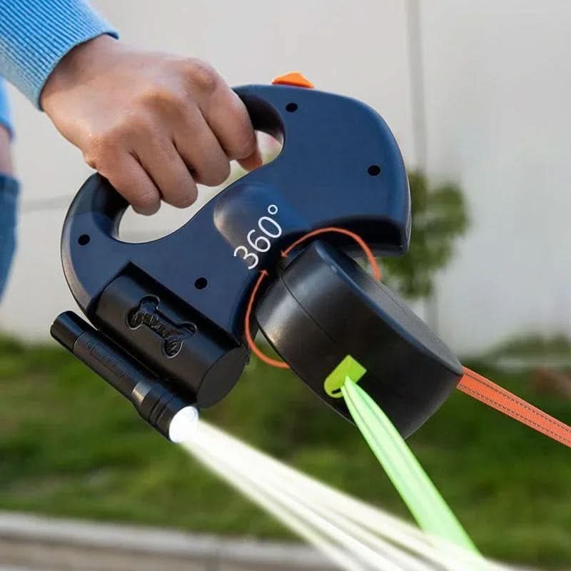 double lead with LED & bag dispenser for stress-free walks