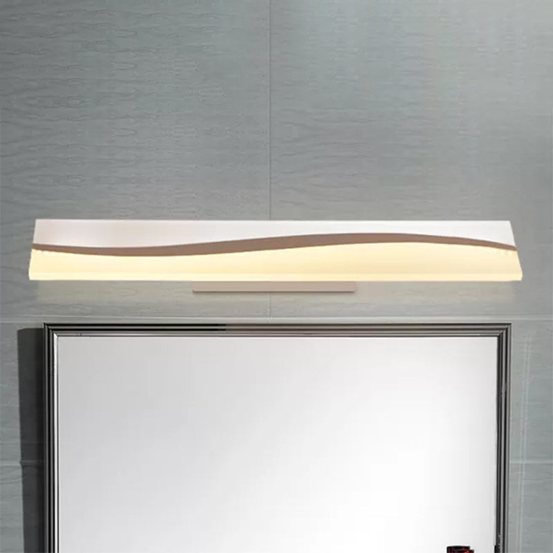 Acrylic Rectangular Makeup Mirror Lamp Simple 16"/19.5"/23" Width LED Bathroom Light over Mirror in Warm/White, Water and Fog Resistant