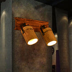 Wooden Cylinder Wall Lamp Rustic Stylish Wall Light in Beige for Bistro Restaurant