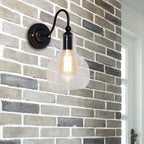 One Pear Wall Light with Pumpkin Shade Clear Glass Industrial Corridor Wall Lamp in Black