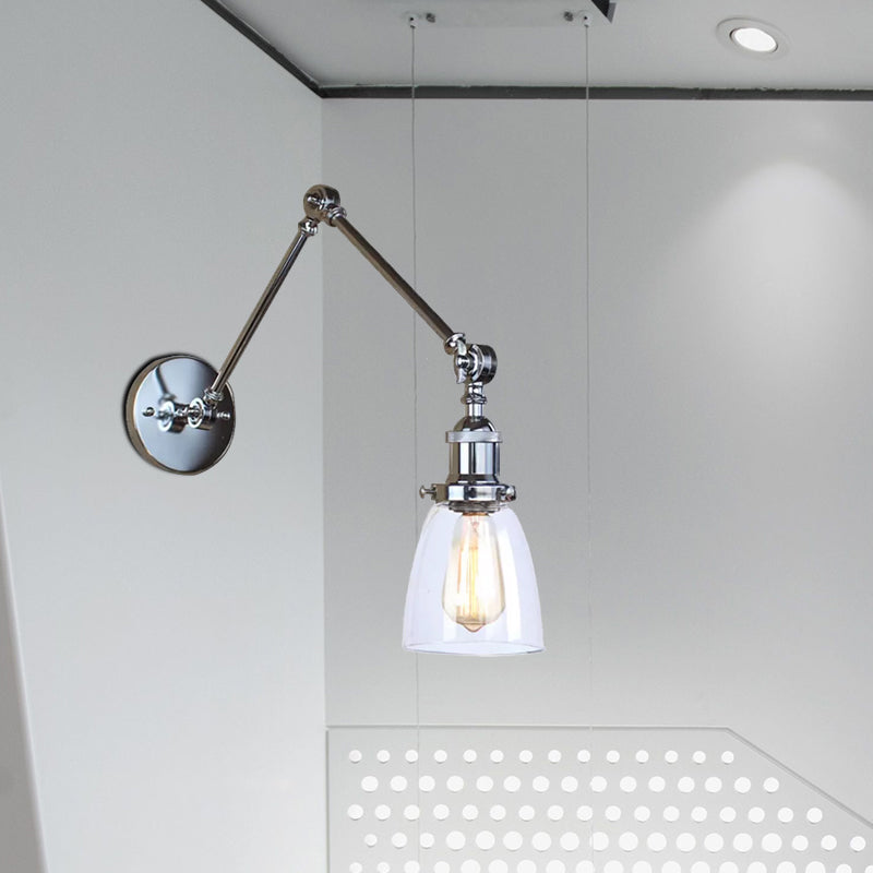 Tapered Accent Wall Lamp Antique Clear Glass 1 Light Black/Silver/Brass Wall Lamp with Swingarm
