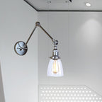 Tapered Accent Wall Lamp Antique Clear Glass 1 Light Black/Silver/Brass Wall Lamp with Swingarm