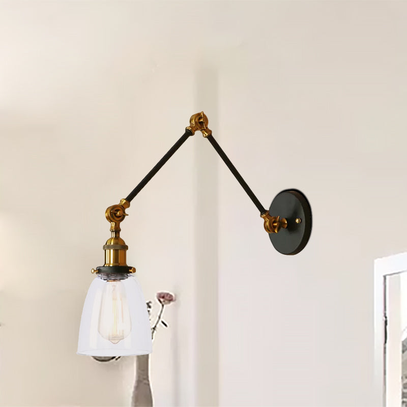 Tapered Accent Wall Lamp Antique Clear Glass 1 Light Black/Silver/Brass Wall Lamp with Swingarm