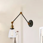 Tapered Accent Wall Lamp Antique Clear Glass 1 Light Black/Silver/Brass Wall Lamp with Swingarm