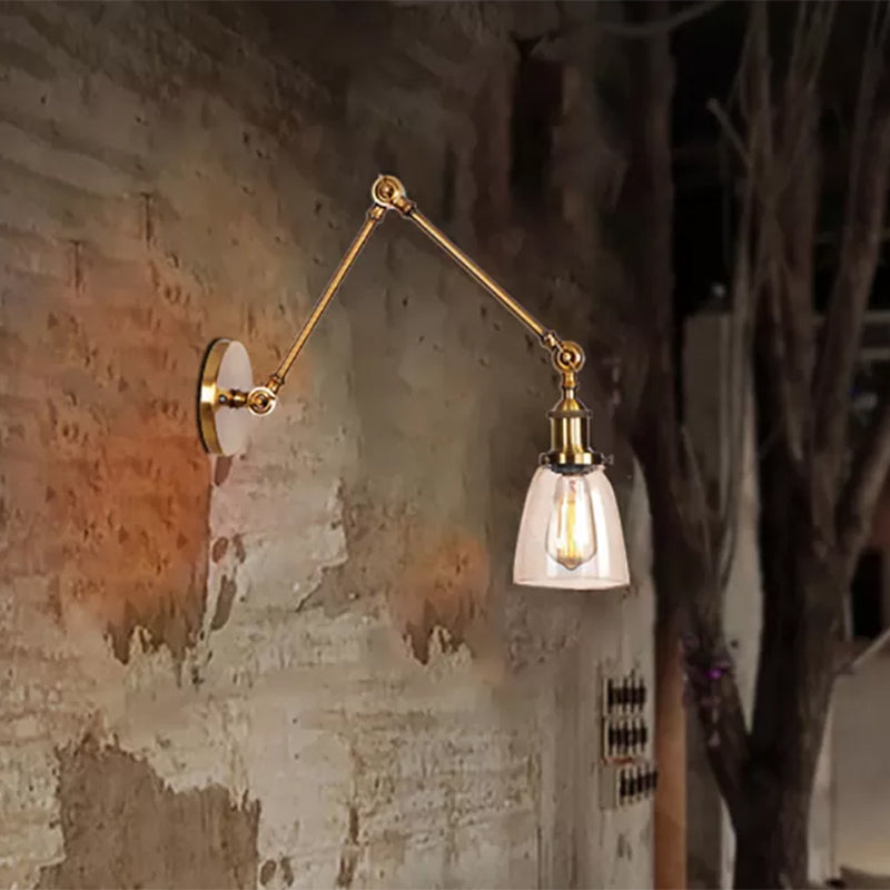 Tapered Accent Wall Lamp Antique Clear Glass 1 Light Black/Silver/Brass Wall Lamp with Swingarm