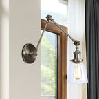 Tapered Accent Wall Lamp Antique Clear Glass 1 Light Black/Silver/Brass Wall Lamp with Swingarm