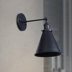 Black/Rust 1 Head Wall Lamp Farmhouse Style Wrought Iron Conical Adjustable Wall Light Fixture for Outdoor
