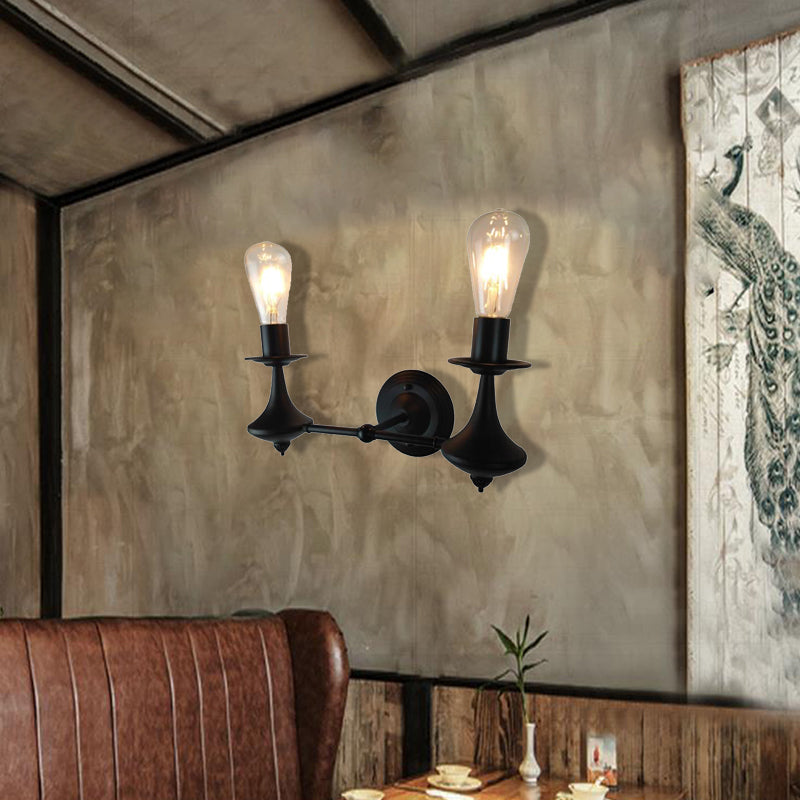 Metal Exposed Bulb Wall Lighting Industrial 1/2 Light Dining Room Wall Lamp Fixture