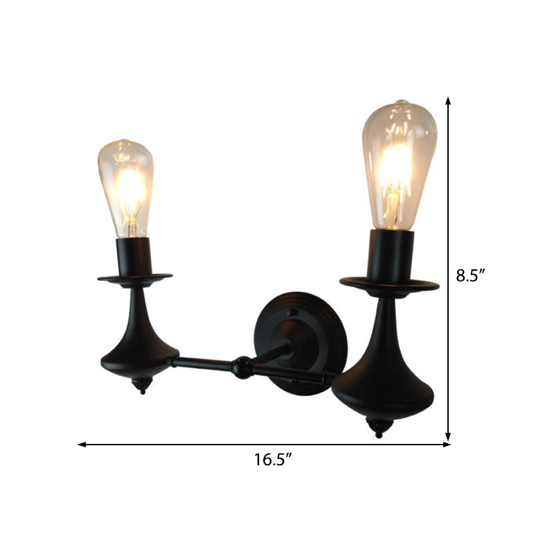 Metal Exposed Bulb Wall Lighting Industrial 1/2 Light Dining Room Wall Lamp Fixture