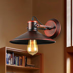 Metallic Saucer Wall Light Antique Style 1-Bulb Hallway Wall Light Lamp in Black/Rust