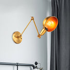 Retro Dome Wall Lamp 1 Bulb Metal Wall Lighting with Swingarm in Brass/Chrome for Bathroom