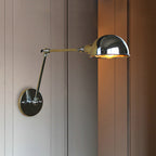 Retro Dome Wall Lamp 1 Bulb Metal Wall Lighting with Swingarm in Brass/Chrome for Bathroom