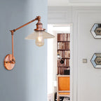 Rustic conical wall lighting 1 bulb clear glass wall light in copper for café