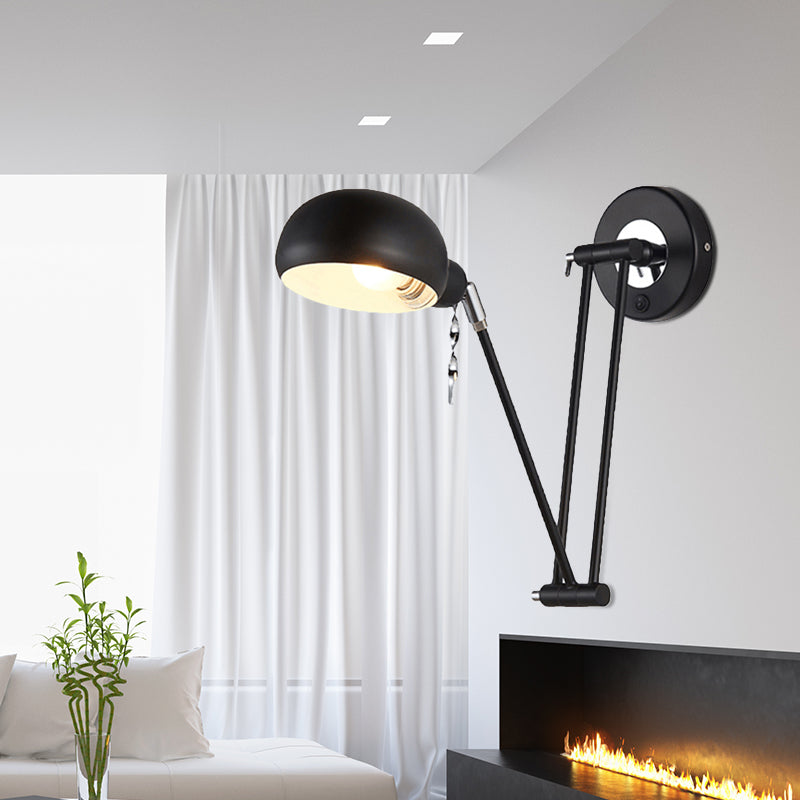 Bowl Living Room Wall Light with Swivel Arm Industrial Retro Metallic 1 Light Black Reading Wall Light