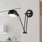 Bowl Living Room Wall Light with Swivel Arm Industrial Retro Metallic 1 Light Black Reading Wall Light