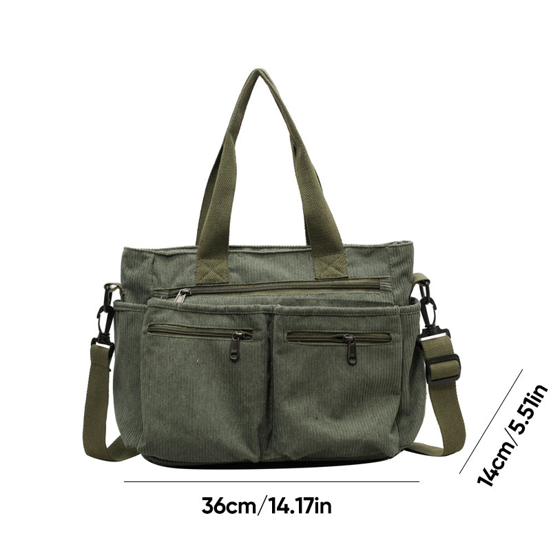 Single-colored Corduroy Tote Bag