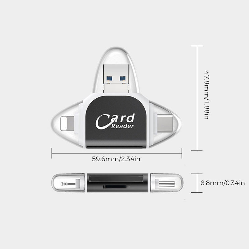 4-in-1 Universal SD TF Card Reader with Multiple Connections