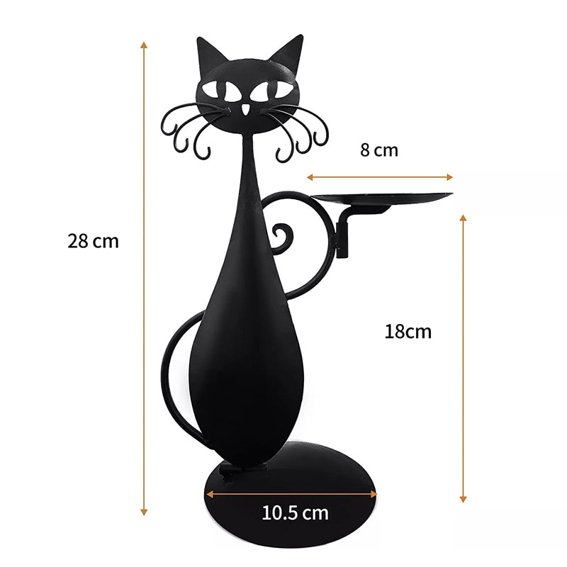Candle holder black cat