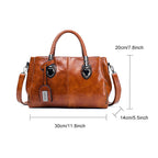 New handbags made of oil wax leather Boston, large tote bag made of soft leather
