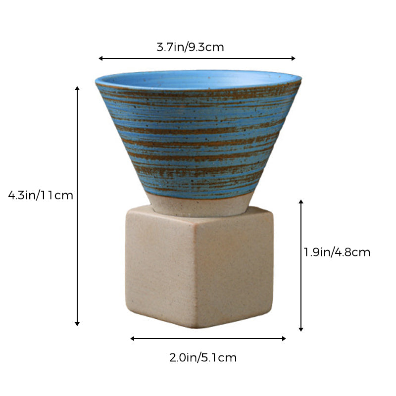 Coarse Pottery Coffee Mug with Base Conical Couture Cup & Base Set